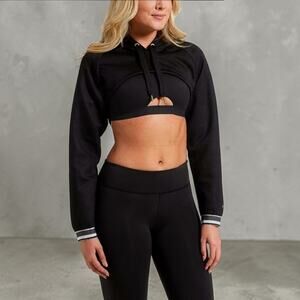 NWT PUMA Dry Cell 517069 Black Varsity Cropped Cover-Up Women's Hoodie Size XL